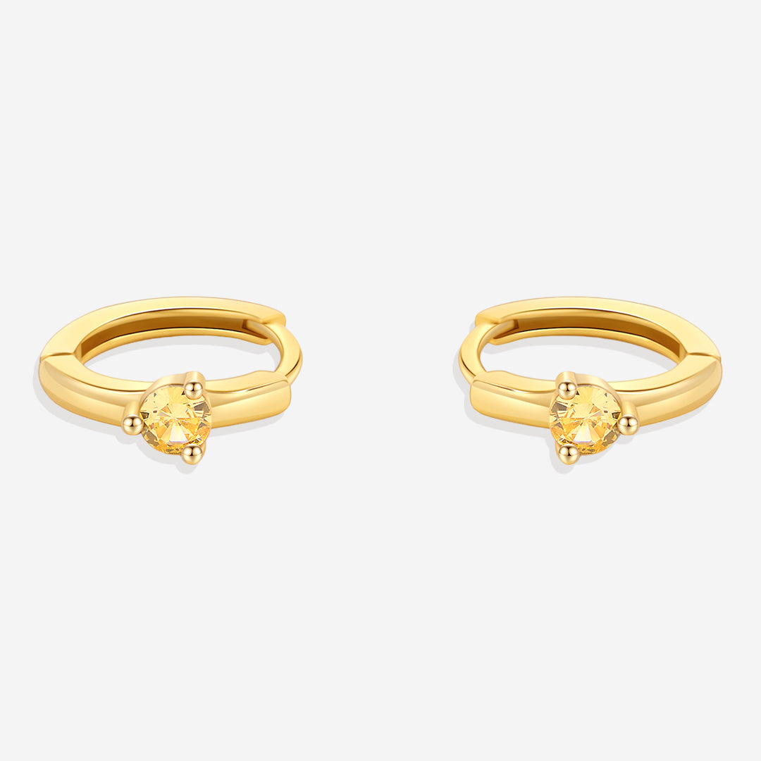 Mint & Lily Solitaire Birthstone Huggie Hoop Earrings