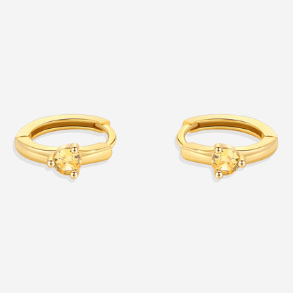 Mint & Lily Solitaire Birthstone Huggie Hoop Earrings