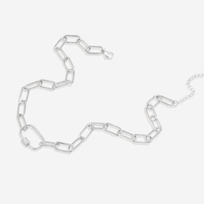 Mint & Lily Link Chain Necklace with Pave Carabiner Clasp