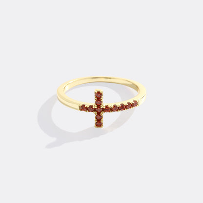 Birthstone Cross Ring