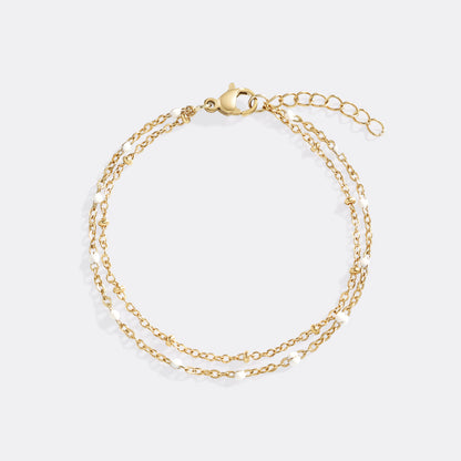 Mint & Lily Dainty Double Chain Beaded Bracelet