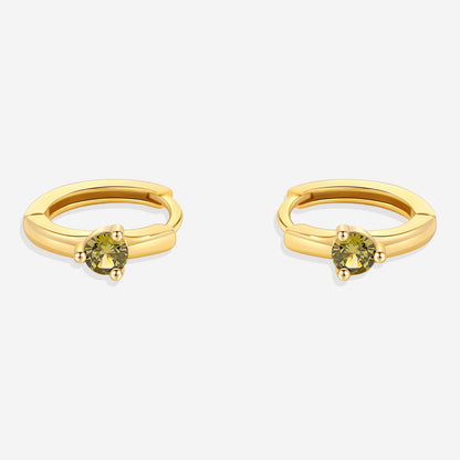 Mint & Lily Solitaire Birthstone Huggie Hoop Earrings