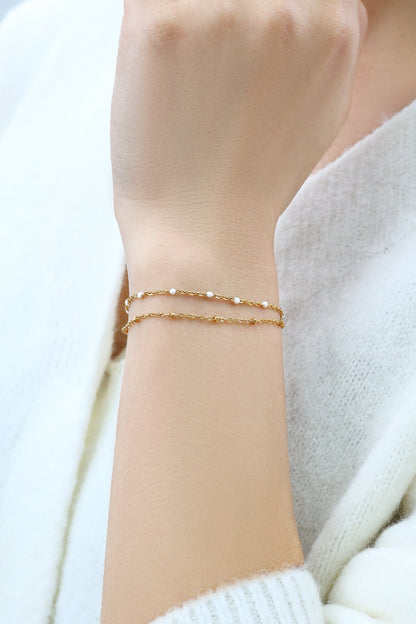 Mint & Lily Dainty Double Chain Beaded Bracelet
