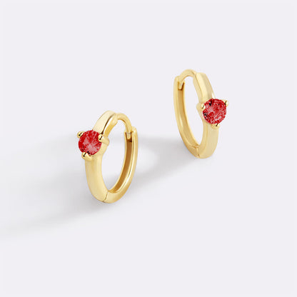 Mint & Lily Solitaire Birthstone Huggie Hoop Earrings