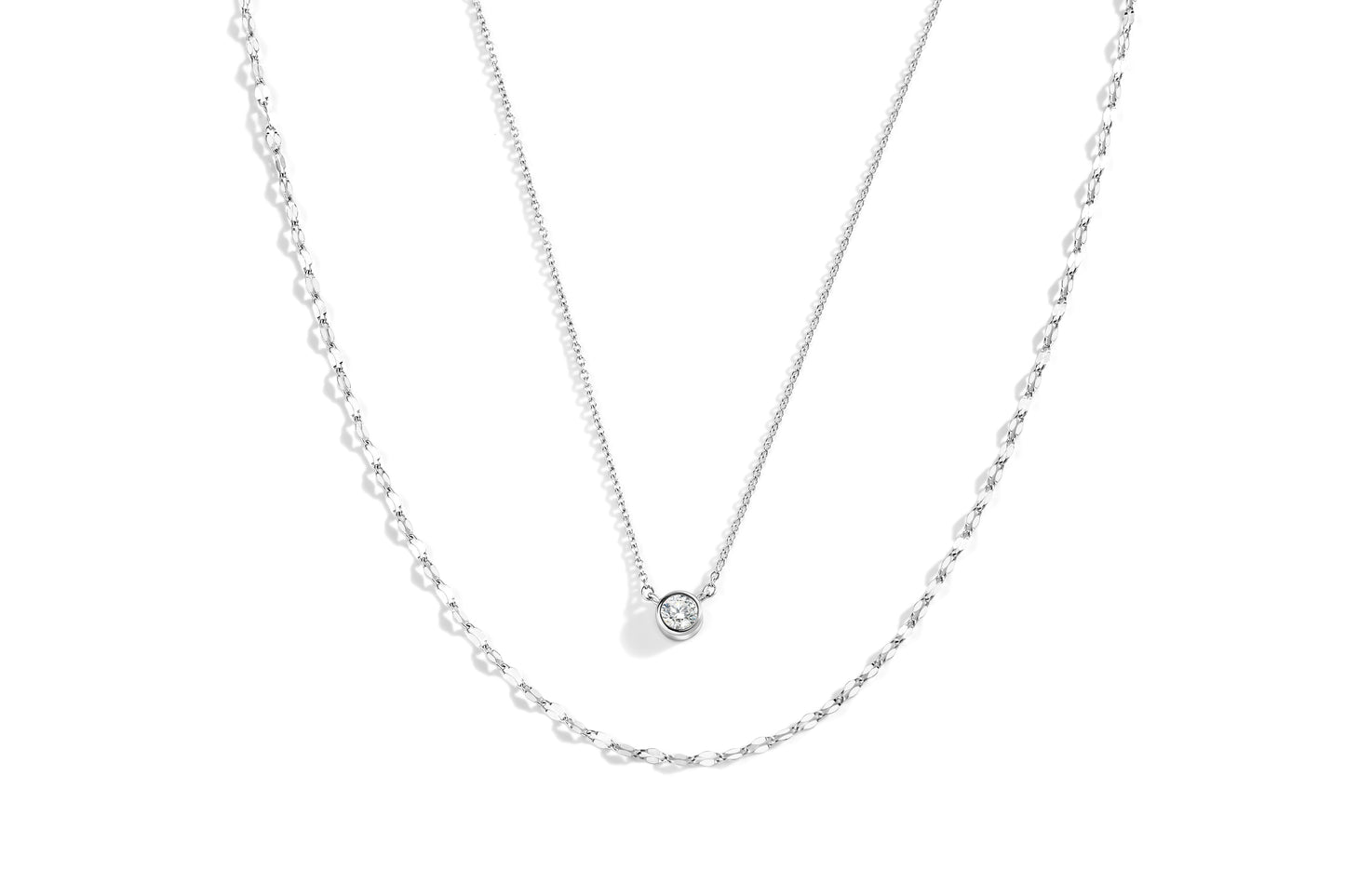 Mint & Lily Classic Bezel Necklace and Petal Chain Set