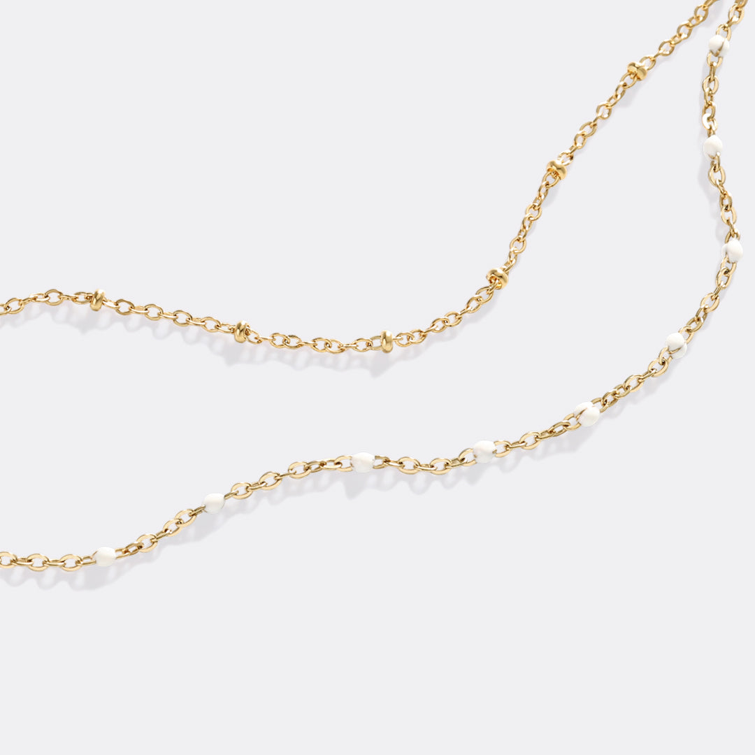 Mint & Lily Dainty Double Chain Beaded Bracelet