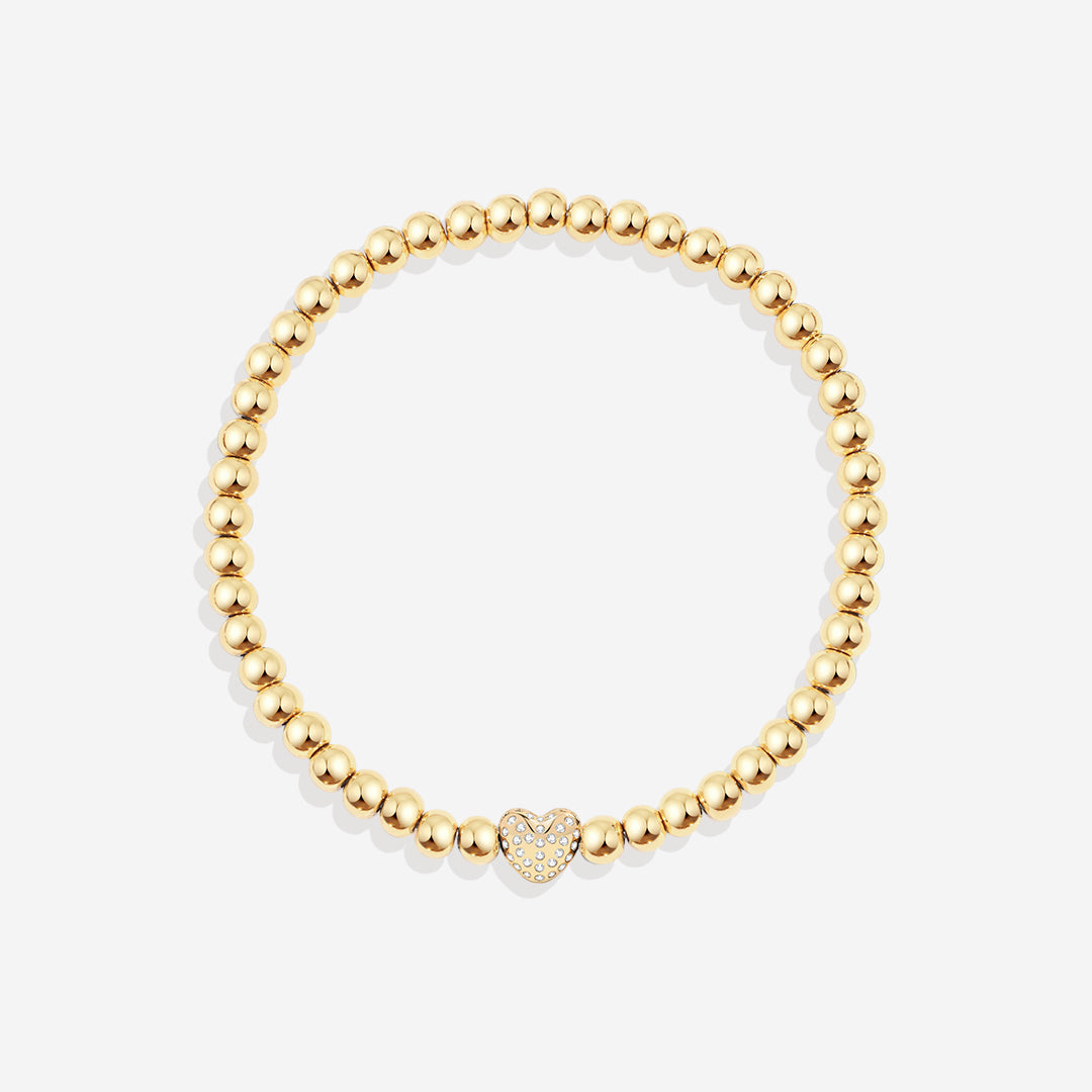 Mint & Lily Pave Heart Gold Beaded Bracelet