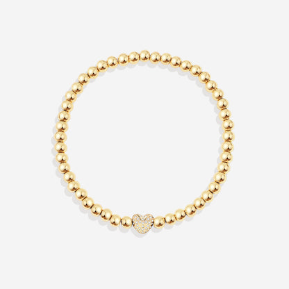 Mint & Lily Pave Heart Gold Beaded Bracelet