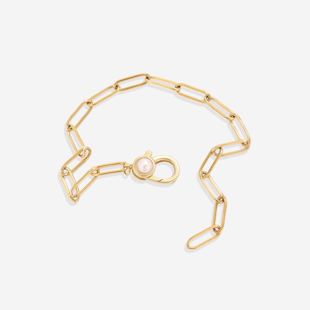 Mint & Lily Paperclip Bracelet with Pearl Accent