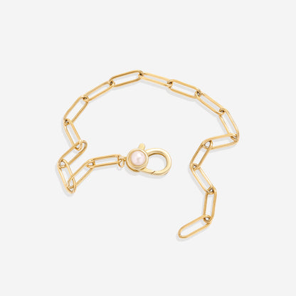 Mint & Lily Paperclip Bracelet with Pearl Accent