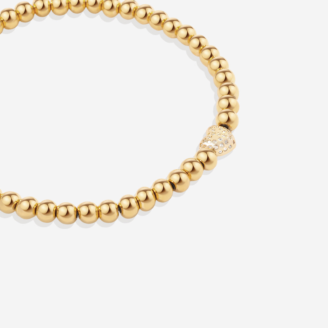 Mint & Lily Pave Heart Gold Beaded Bracelet