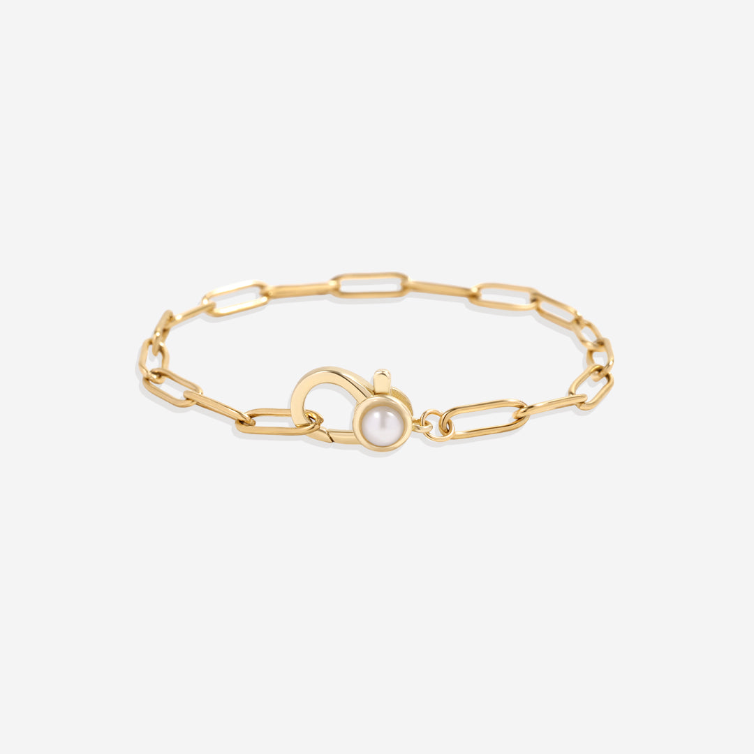Mint & Lily Paperclip Bracelet with Pearl Accent