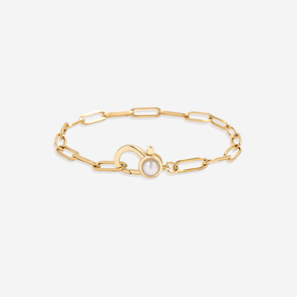 Mint & Lily Paperclip Bracelet with Pearl Accent
