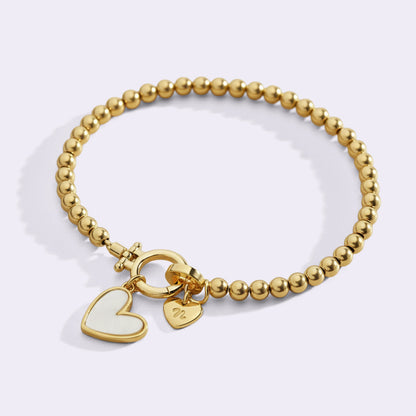 Mint & Lily Mint Beaded Bracelet with Mother Of Pearl Initial Heart Charm