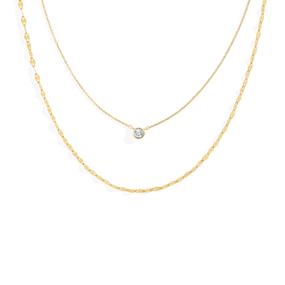 Mint & Lily Classic Bezel Necklace and Petal Chain Set