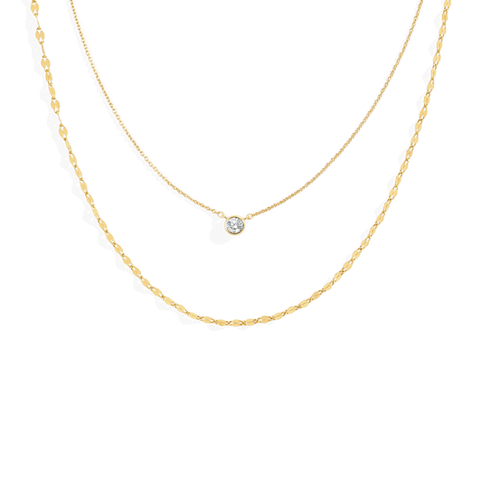 Mint & Lily Classic Bezel Necklace and Petal Chain Set