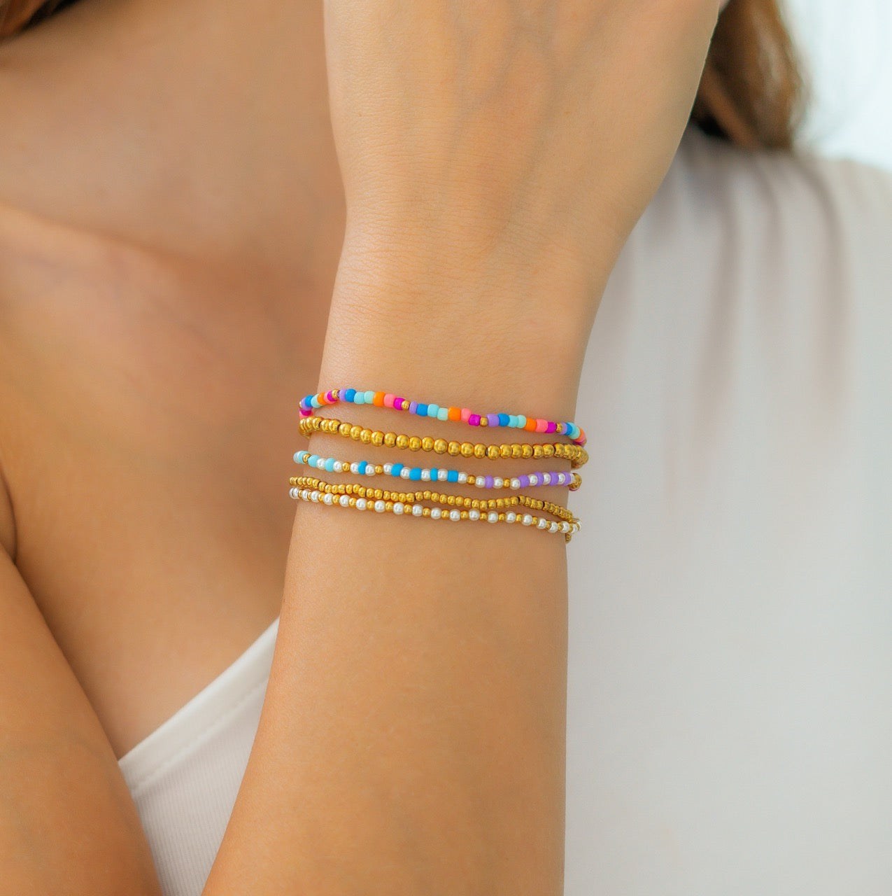Mint & Lily Summer Beaded Bracelet Stacking Set