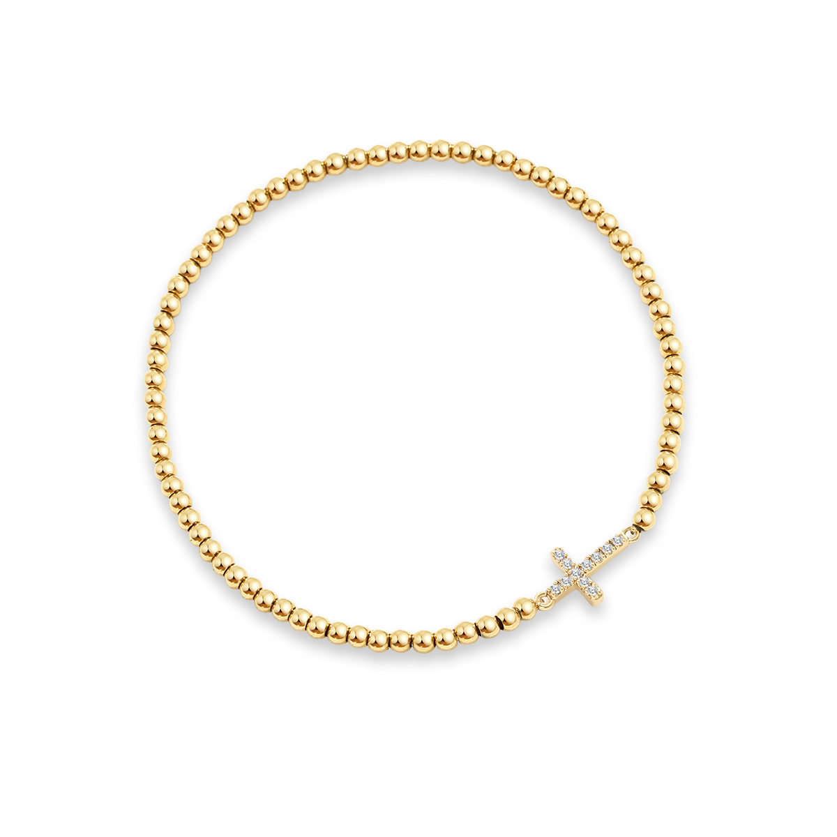 Mint & Lily Gold Beaded Cross Stretch Bracelet