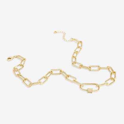 Mint & Lily Link Chain Necklace with Pave Carabiner Clasp