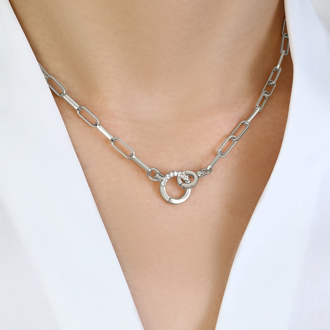 Mint & Lily Pave Mint Paperclip Necklace