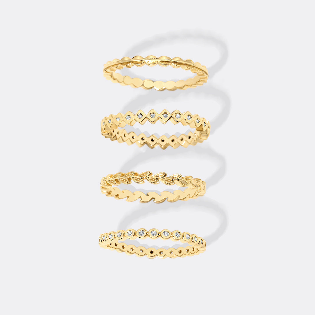 Mint & Lily Dainty Gold Mini Ring Set