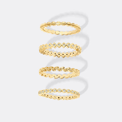 Mint & Lily Dainty Gold Mini Ring Set