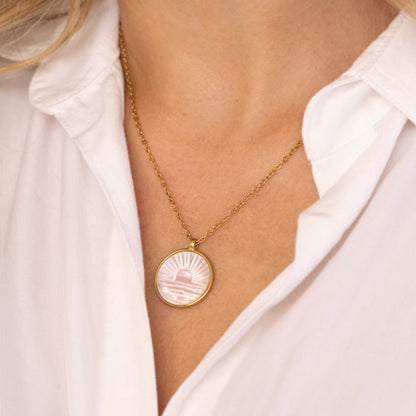 Mint & Lily Mother of Pearl Sunrise Pendant Necklace