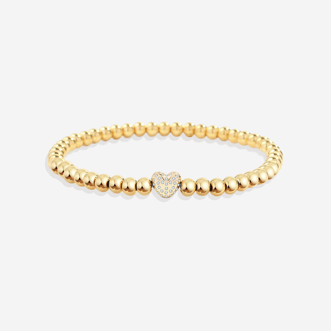 Mint & Lily Pave Heart Gold Beaded Bracelet