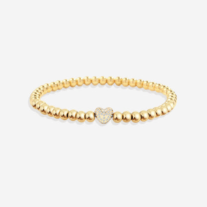 Mint & Lily Pave Heart Gold Beaded Bracelet