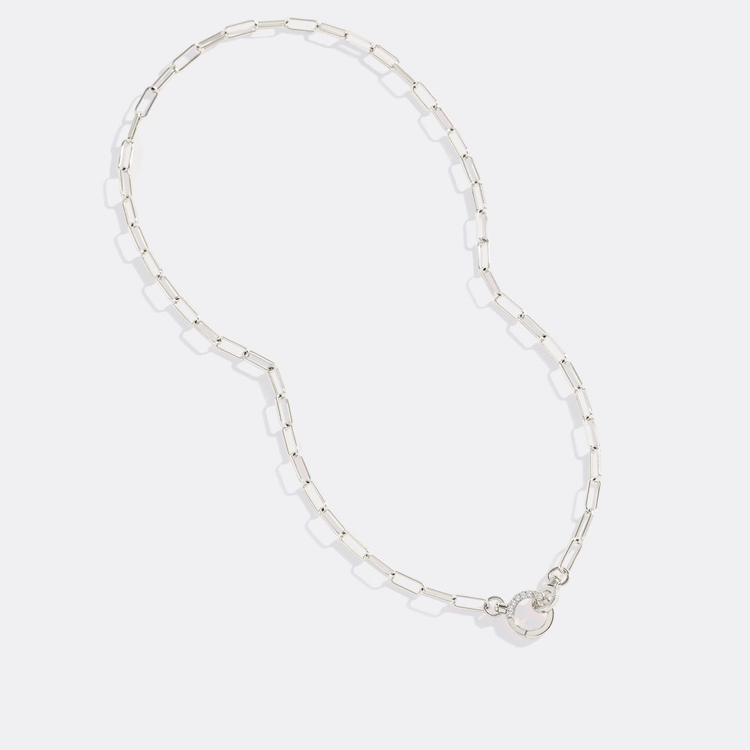 Mint & Lily Pave Mint Paperclip Necklace