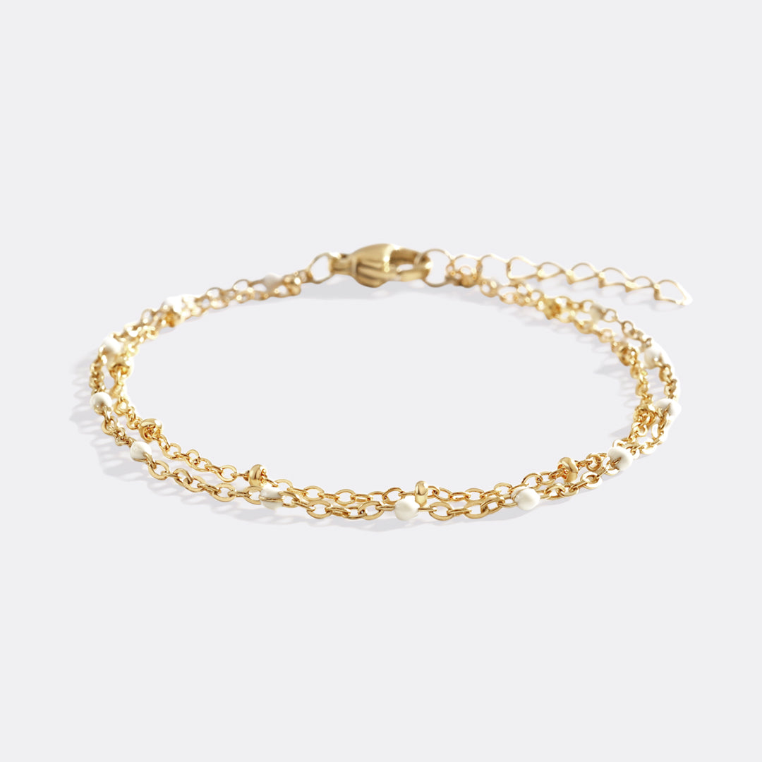 Mint & Lily Dainty Double Chain Beaded Bracelet
