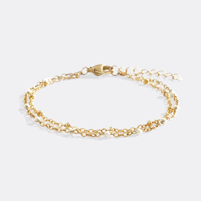 Mint & Lily Dainty Double Chain Beaded Bracelet