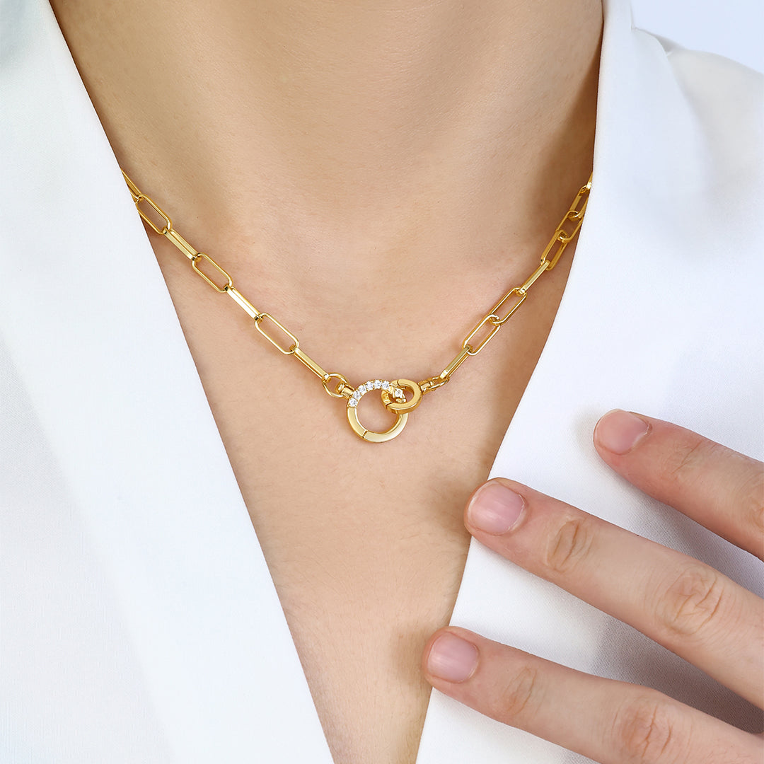 Mint & Lily Pave Mint Paperclip Necklace