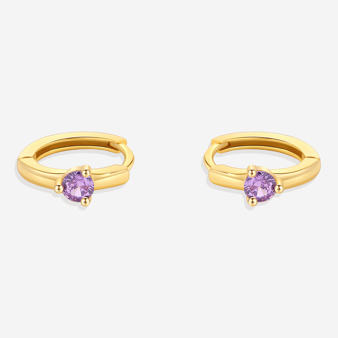 Mint & Lily Solitaire Birthstone Huggie Hoop Earrings
