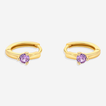 Mint & Lily Solitaire Birthstone Huggie Hoop Earrings