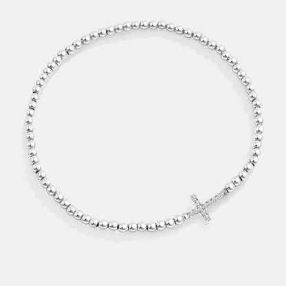 Mint & Lily Gold Beaded Cross Stretch Bracelet