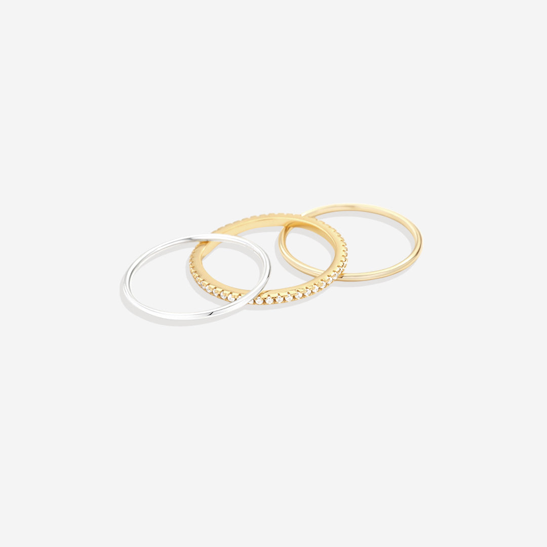 Mint & Lily Gold and Silver Stacking Ring Set