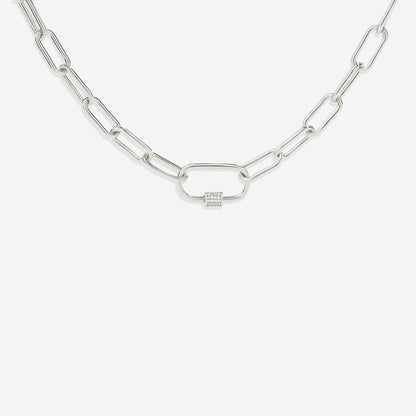 Mint & Lily Link Chain Necklace with Pave Carabiner Clasp