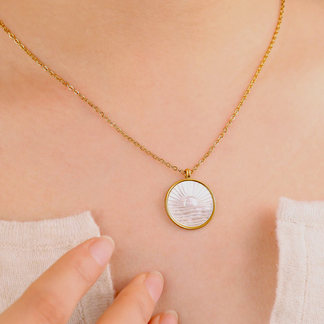 Mint & Lily Mother of Pearl Sunrise Pendant Necklace