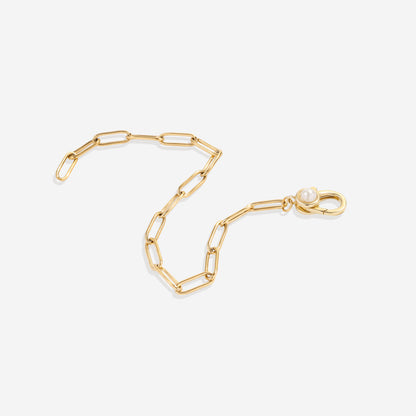 Mint & Lily Paperclip Bracelet with Pearl Accent