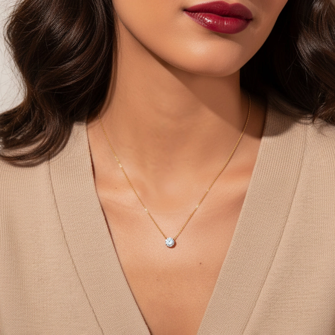 Mint & Lily Dainty Solitaire Pendant Necklace