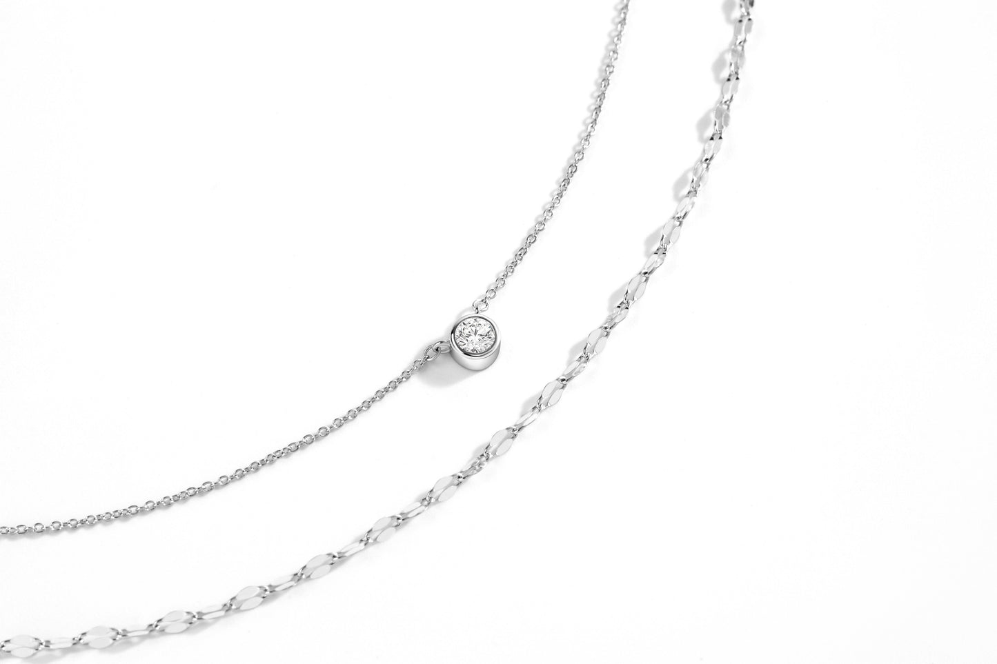 Mint & Lily Classic Bezel Necklace and Petal Chain Set