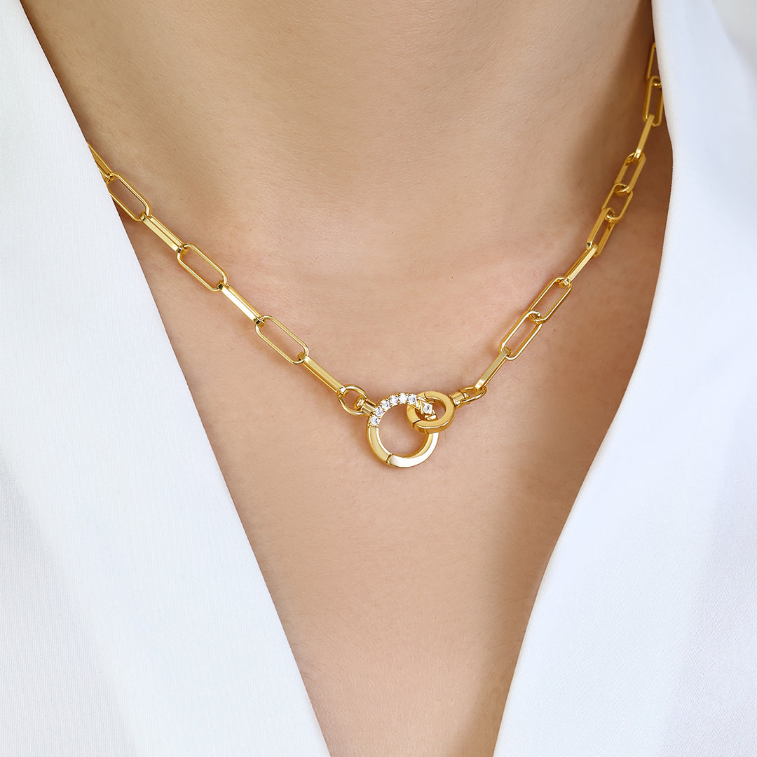 Mint & Lily Pave Mint Paperclip Necklace
