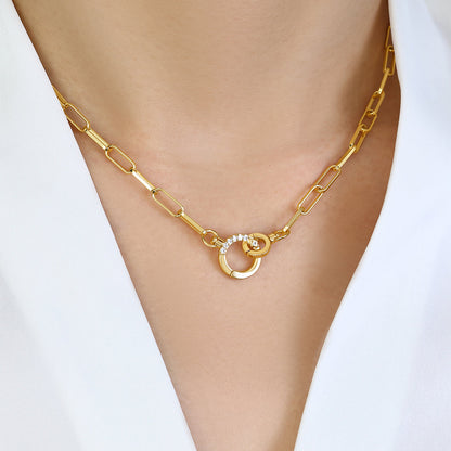 Mint & Lily Pave Mint Paperclip Necklace