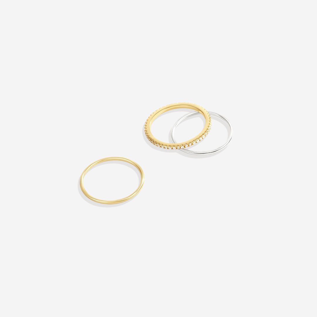 Mint & Lily Gold and Silver Stacking Ring Set