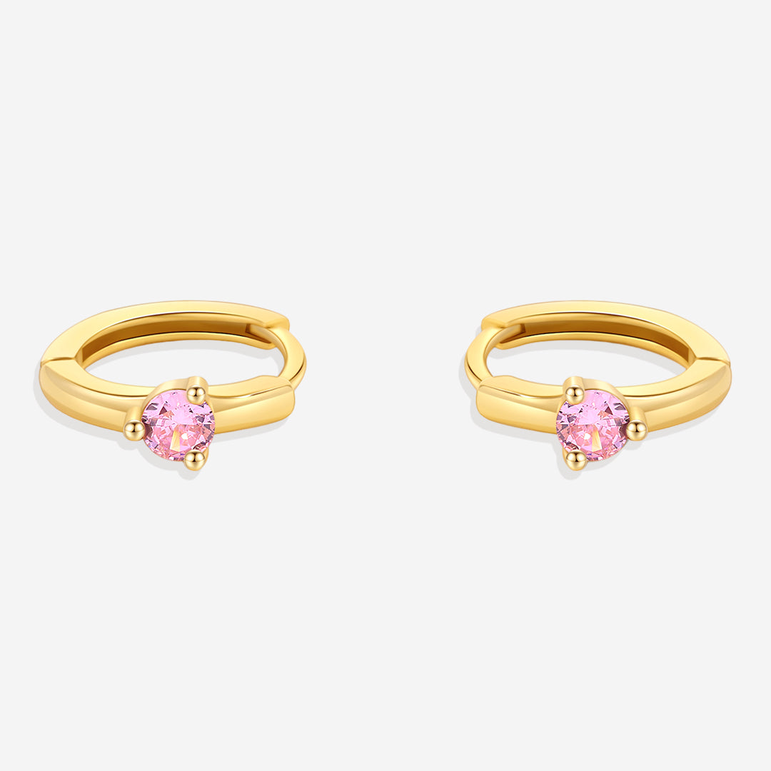 Mint & Lily Solitaire Birthstone Huggie Hoop Earrings