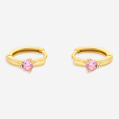 Mint & Lily Solitaire Birthstone Huggie Hoop Earrings