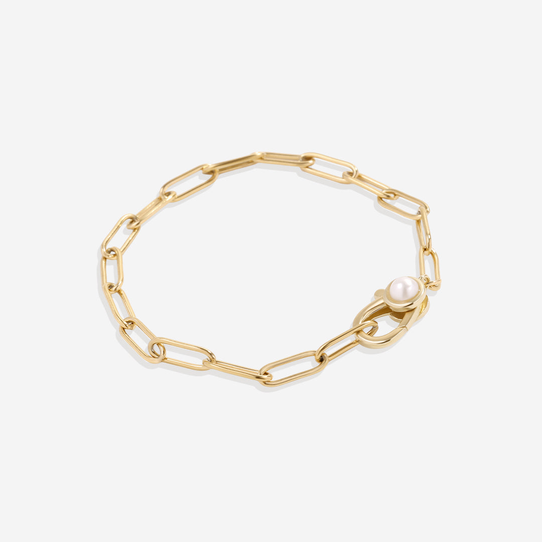 Mint & Lily Paperclip Bracelet with Pearl Accent