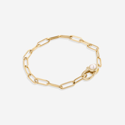 Mint & Lily Paperclip Bracelet with Pearl Accent