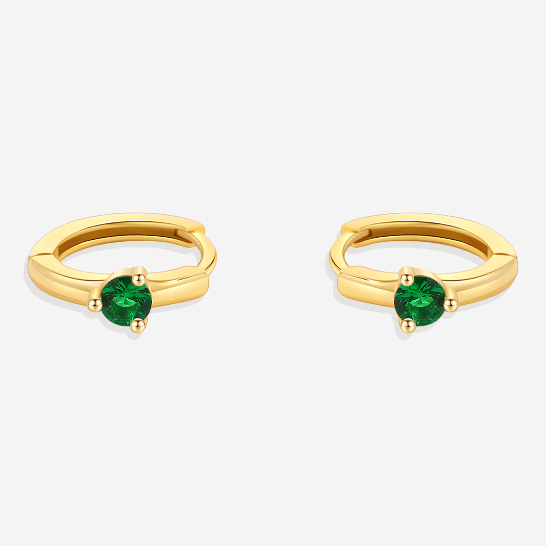 Mint & Lily Solitaire Birthstone Huggie Hoop Earrings